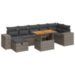 vidaXL Set canapea de grădină cu perne, 5 piese, poliratan/lemn acacia vidaXL Set canapea de grădină cu perne, 5 piese, poliratan/lemn acacia