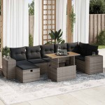 vidaXL Set canapea de grădină cu perne, 5 piese, poliratan/lemn acacia vidaXL Set canapea de grădină cu perne, 5 piese, poliratan/lemn acacia