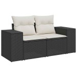 vidaXL Set mobilier grădină perne 9 piese negru poliratan/lemn acacia vidaXL Set mobilier grădină perne 9 piese negru poliratan/lemn acacia