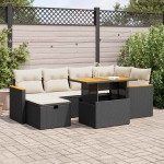 vidaXL Set mobilier de grădină cu perne, 8 piese, negru, poliratan vidaXL Set mobilier de grădină cu perne, 8 piese, negru, poliratan