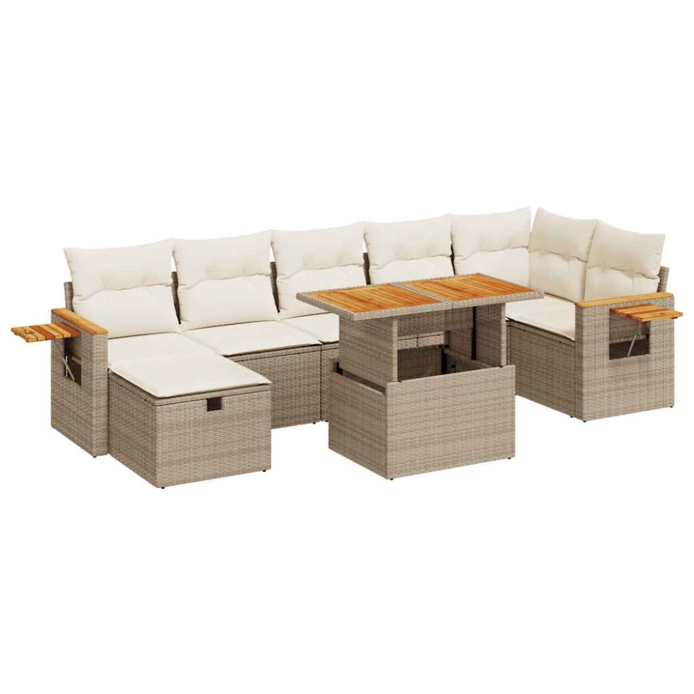 vidaXL Set canapele de grădină cu perne, 5 piese, bej, poliratan