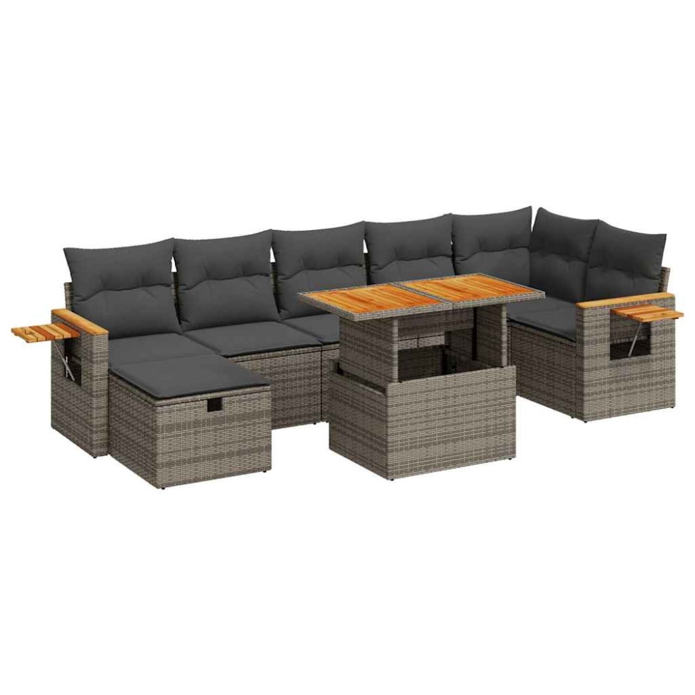 vidaXL Set canapea de grădină cu perne, 5 piese, gri, poliratan