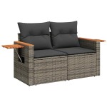 vidaXL Set canapea de grădină cu perne, 5 piese, gri, poliratan vidaXL Set canapea de grădină cu perne, 5 piese, gri, poliratan