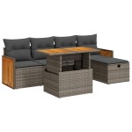 vidaXL Set mobilier grădină cu perne, 6 piese, gri, poliratan