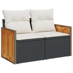 vidaXL Set mobilier de grădină cu perne, 8 piese, negru, poliratan