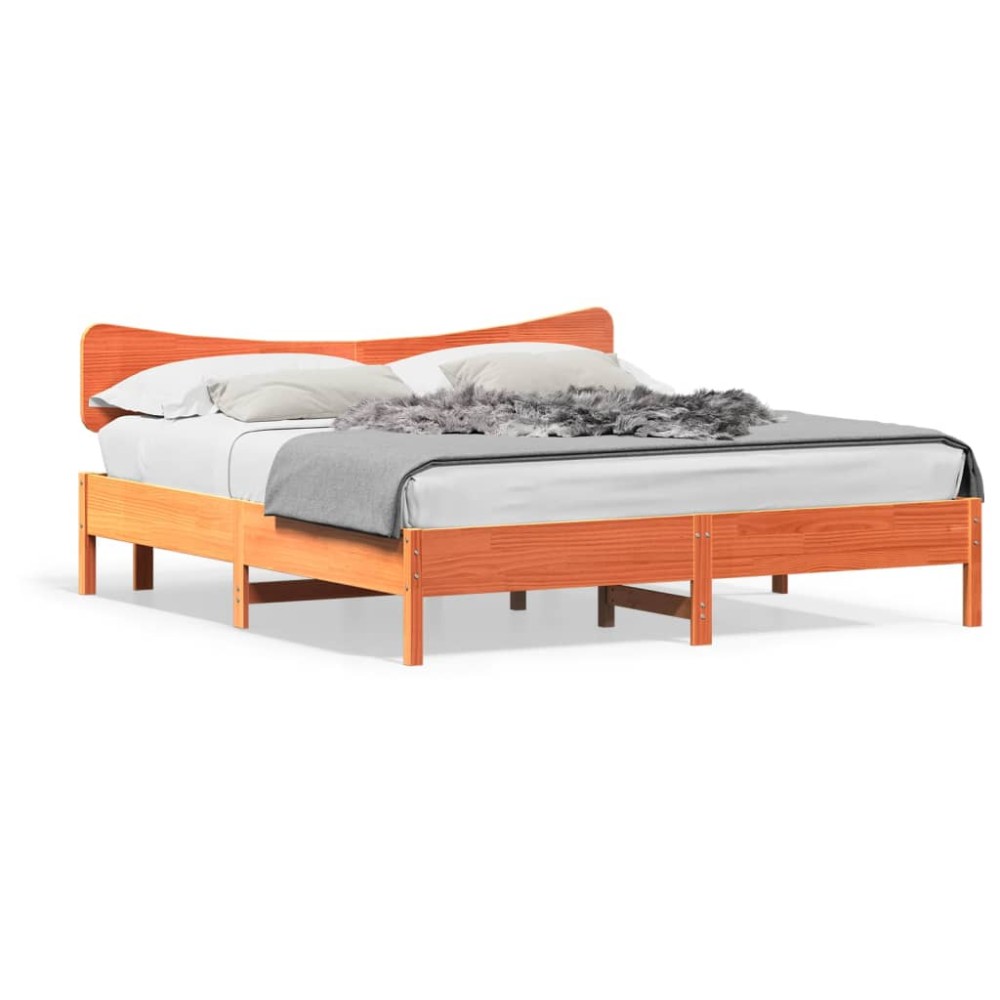 vidaXL Cadru de pat fără saltea, maro ceruit 180x200 cm lemn masiv pin