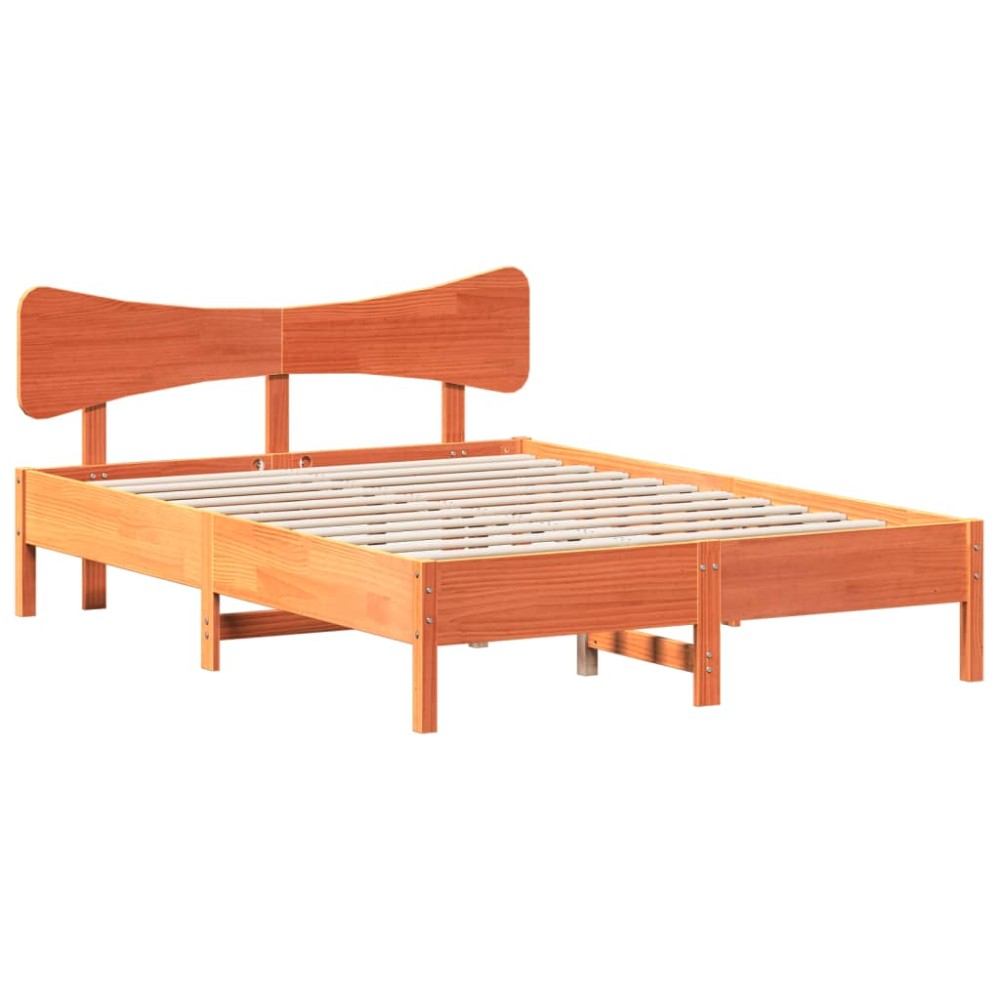 vidaXL Cadru de pat fără saltea, maro ceruit 140x200 cm lemn masiv pin