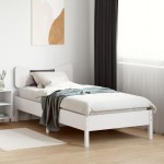 vidaXL Cadru de pat fără saltea, alb, 90x200 cm, lemn masiv pin