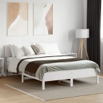 vidaXL Cadru de pat fără saltea, alb, 140x190 cm, lemn masiv de pin