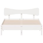 vidaXL Cadru de pat fără saltea, alb, 140x190 cm, lemn masiv de pin
