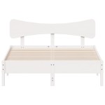 vidaXL Cadru de pat fără saltea, alb, 135x190 cm, lemn masiv de pin vidaXL Cadru de pat fără saltea, alb, 135x190 cm, lemn masiv de pin