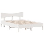 vidaXL Cadru de pat fără saltea, alb, 120x190 cm, lemn masiv pin