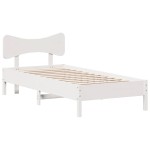 vidaXL Cadru de pat fără saltea, alb, 75x190 cm, lemn masiv de pin