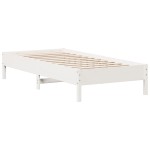 vidaXL Cadru de pat fără saltea, alb, 75x190 cm, lemn masiv de pin