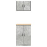 vidaXL Dulapuri de garaj 2 buc Lemn prelucrat gri beton