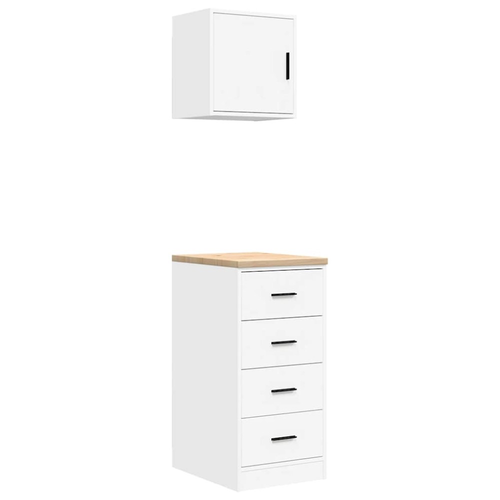 vidaXL Dulapuri de garaj 2 buc Lemn artificial alb