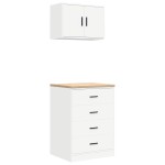 vidaXL Dulapuri de garaj 2 buc Lemn artificial alb