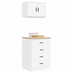 vidaXL Dulapuri de garaj 2 buc Lemn artificial alb