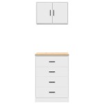 vidaXL Dulapuri de garaj 2 buc Lemn artificial alb