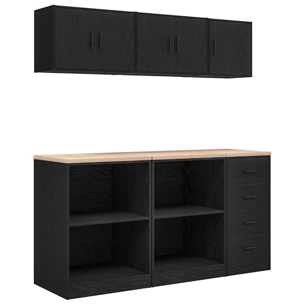 vidaXL Dulapuri de garaj 6 buc Lemn negru prelucrat
