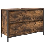 vidaXL Set mobilier baie, 3 piese, stejar fumuriu, lemn prelucrat vidaXL Set mobilier baie, 3 piese, stejar fumuriu, lemn prelucrat