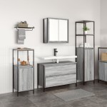 vidaXL Set mobilier baie, 3 piese, gri sonoma, lemn prelucrat vidaXL Set mobilier baie, 3 piese, gri sonoma, lemn prelucrat
