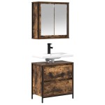 vidaXL Set mobilier de baie, 2 piese, stejar fumuriu, lemn prelucrat