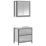 vidaXL Set mobilier de baie, 2 piese, gri sonoma, lemn prelucrat vidaXL Set mobilier de baie, 2 piese, gri sonoma, lemn prelucrat