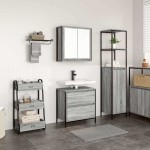 vidaXL Set mobilier de baie, 2 piese, gri sonoma, lemn prelucrat vidaXL Set mobilier de baie, 2 piese, gri sonoma, lemn prelucrat