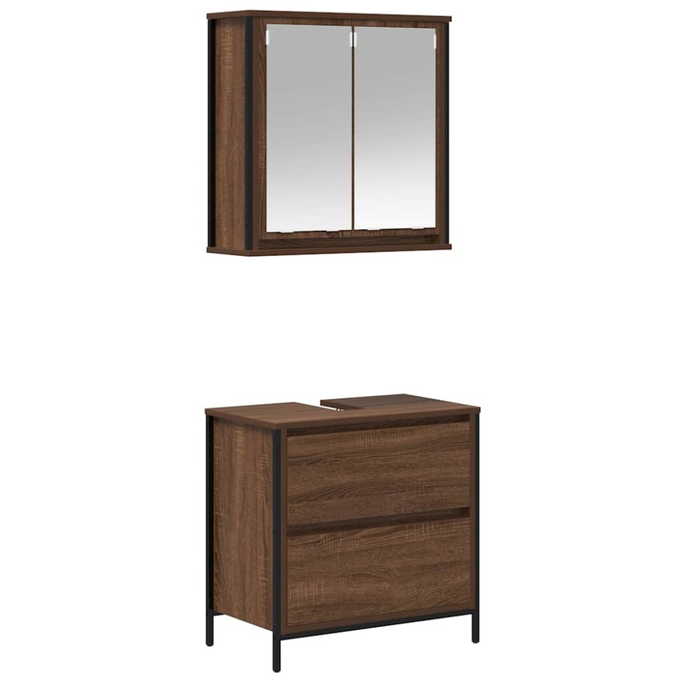 vidaXL Set mobilier de baie, 2 piese, stejar maro, lemn prelucrat