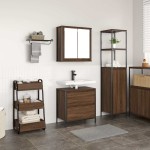 vidaXL Set mobilier de baie, 2 piese, stejar maro, lemn prelucrat vidaXL Set mobilier de baie, 2 piese, stejar maro, lemn prelucrat