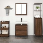vidaXL Set mobilier de baie, 2 piese, stejar maro, lemn prelucrat vidaXL Set mobilier de baie, 2 piese, stejar maro, lemn prelucrat