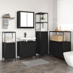vidaXL Set de mobilier pentru baie 5 pcs Negru 76.5 x 35 x 95 cm