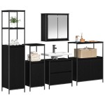 vidaXL Set de mobilier pentru baie 5 pcs Negru 76.5 x 35 x 95 cm