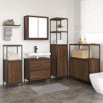 Set de baie vidaXL 5 piese, din lemn de stejar maro Set de baie vidaXL 5 piese, din lemn de stejar maro