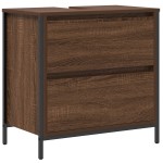 Set de baie vidaXL 5 piese, din lemn de stejar maro Set de baie vidaXL 5 piese, din lemn de stejar maro