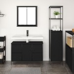 Set de mobilier pentru baie 2 piese vidaXL din lemn ingineresc, stejar negru Set de mobilier pentru baie 2 piese vidaXL din lemn ingineresc, stejar negru