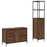 Set de Mobilier pentru Baie 2 Piese Maro Stejar din Lemn Ingineresc Set de Mobilier pentru Baie 2 Piese Maro Stejar din Lemn Ingineresc
