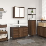 Set de Mobilier pentru Baie 2 Piese Maro Stejar din Lemn Ingineresc Set de Mobilier pentru Baie 2 Piese Maro Stejar din Lemn Ingineresc