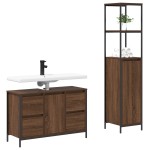 Set de Mobilier pentru Baie 2 Piese Maro Stejar din Lemn Ingineresc Set de Mobilier pentru Baie 2 Piese Maro Stejar din Lemn Ingineresc