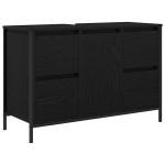 Set de mobilier pentru baie 3 piese - Stejar negru din lemn prelucrat