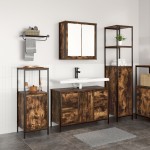 vidaXL Set Mobilier Baie din Lemn Ingineresc Stejar Fumuriu - 3 Piese vidaXL Set Mobilier Baie din Lemn Ingineresc Stejar Fumuriu - 3 Piese