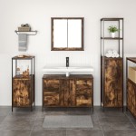 vidaXL Set Mobilier Baie din Lemn Ingineresc Stejar Fumuriu - 3 Piese vidaXL Set Mobilier Baie din Lemn Ingineresc Stejar Fumuriu - 3 Piese