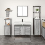 vidaXL Set mobilier baie 3 piese lemn prelucrat gri sonoma vidaXL Set mobilier baie 3 piese lemn prelucrat gri sonoma