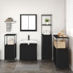 Set de mobilă pentru baie 5 piese vidaXL din lemn de stejar negru Set de mobilă pentru baie 5 piese vidaXL din lemn de stejar negru