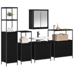 Set de mobilă pentru baie 5 piese vidaXL din lemn de stejar negru Set de mobilă pentru baie 5 piese vidaXL din lemn de stejar negru