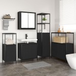 Set de mobilă pentru baie 5 piese vidaXL din lemn de stejar negru Set de mobilă pentru baie 5 piese vidaXL din lemn de stejar negru
