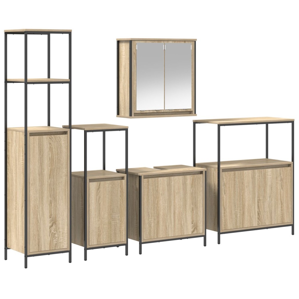 vidaXL Set mobilier baie din lemn prelucrat în stejar sonoma