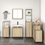 vidaXL Set mobilier baie din lemn prelucrat în stejar sonoma vidaXL Set mobilier baie din lemn prelucrat în stejar sonoma