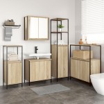vidaXL Set mobilier baie din lemn prelucrat în stejar sonoma vidaXL Set mobilier baie din lemn prelucrat în stejar sonoma